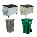 carts and bins for trash and compost collection