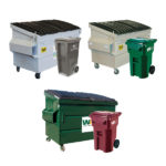 trash, recylcing and compost contianers