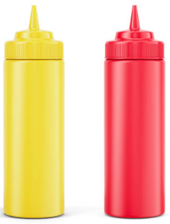 Reusable mustard and ketchup bottles